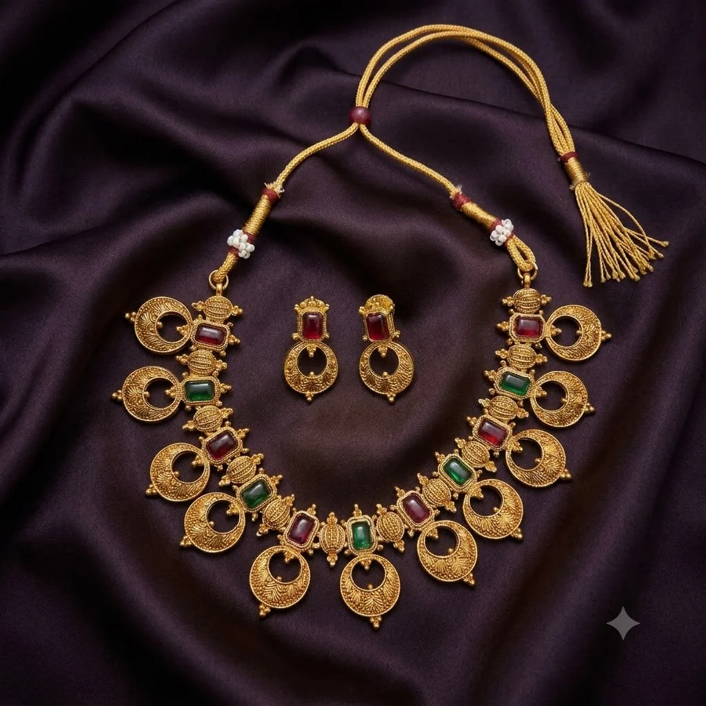 Beautiful Nakshi Necklace with Earrings- NN0015
