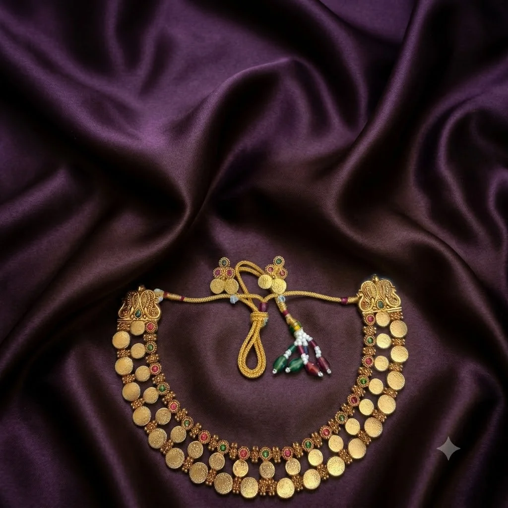 Antique Double Kaasu Necklace with Earrings-NN0024