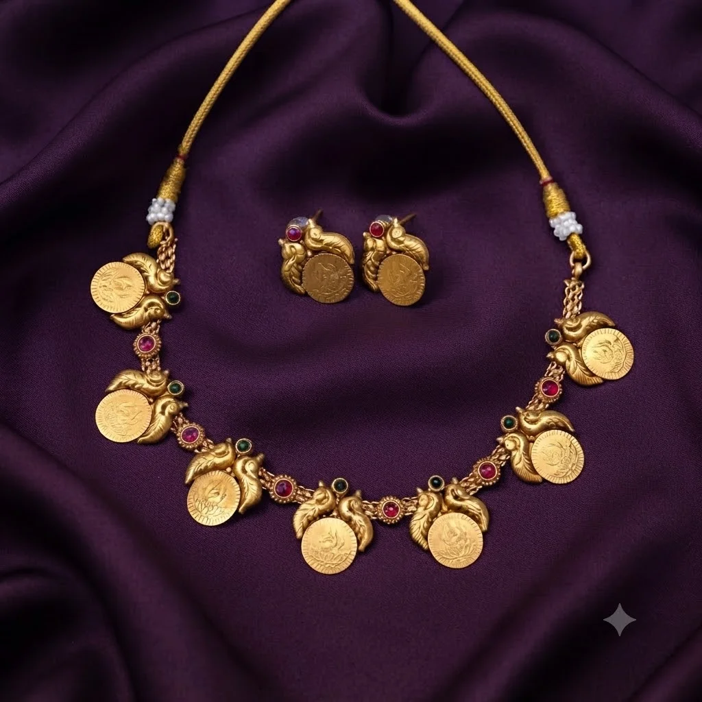 Traditional Kaasu Peacock Neckalce - NN00142