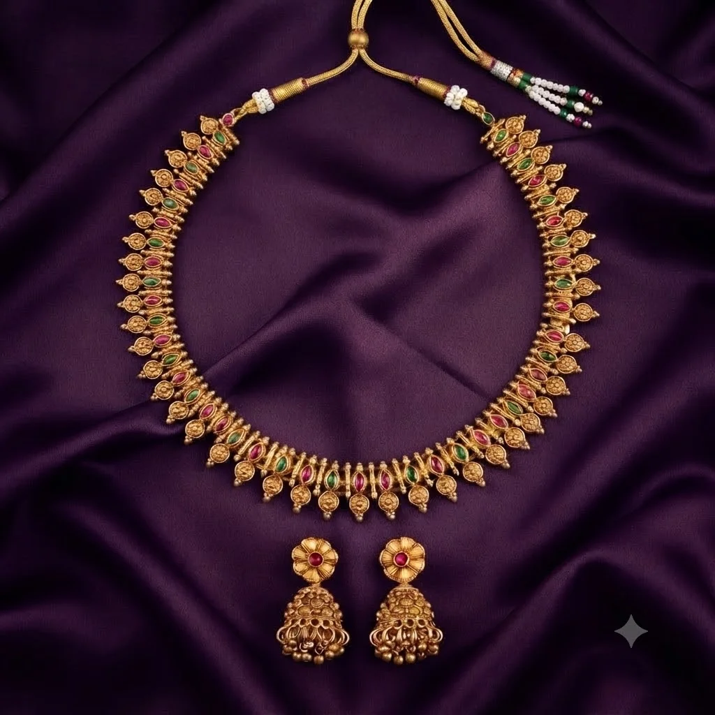 Beautiful Nakshi Necklace with Earrings- NN0072