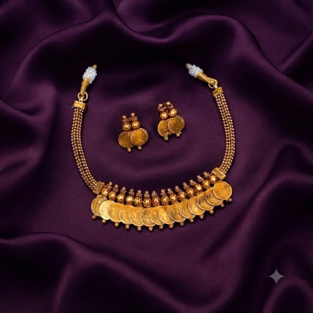 Lakshmi Kasu Necklace In Nakshi - SNN00471