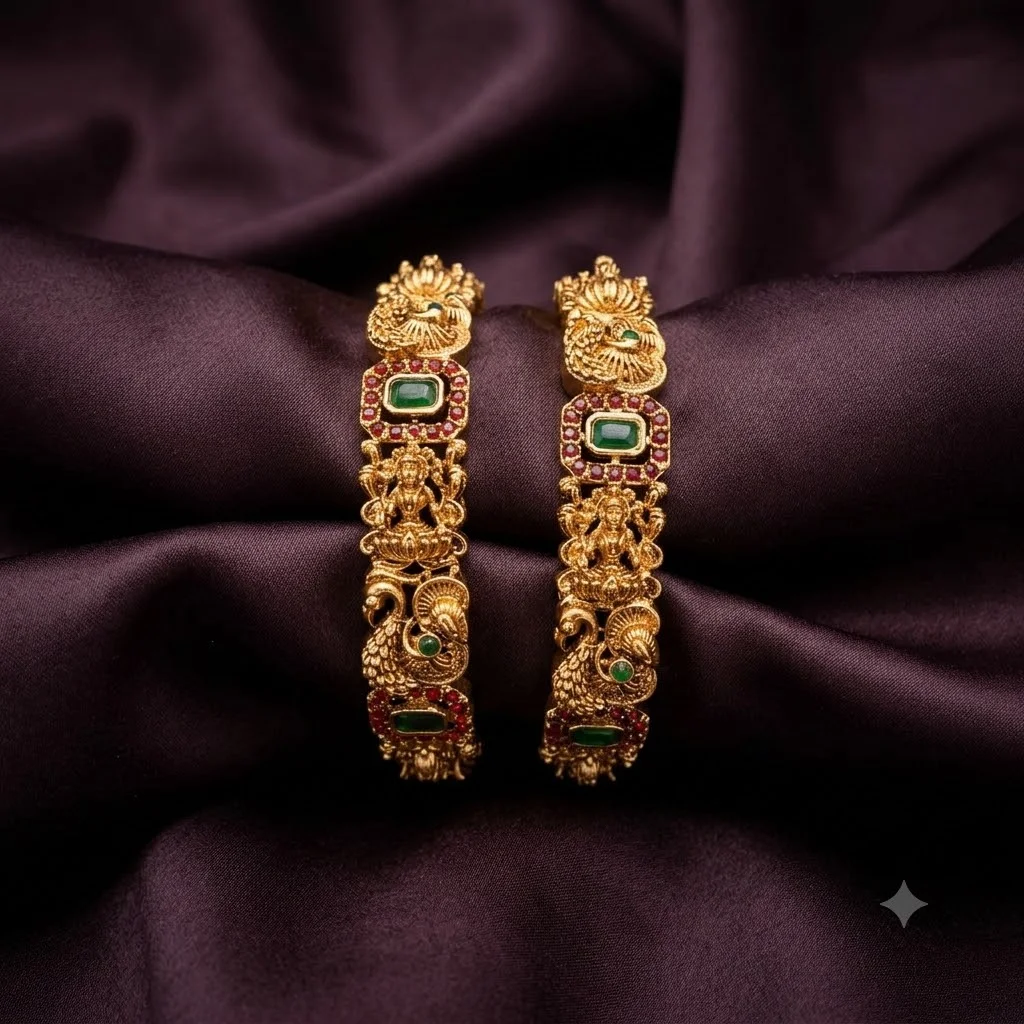 Beautiful Antique Finish Laxmi Bangles-BG0002