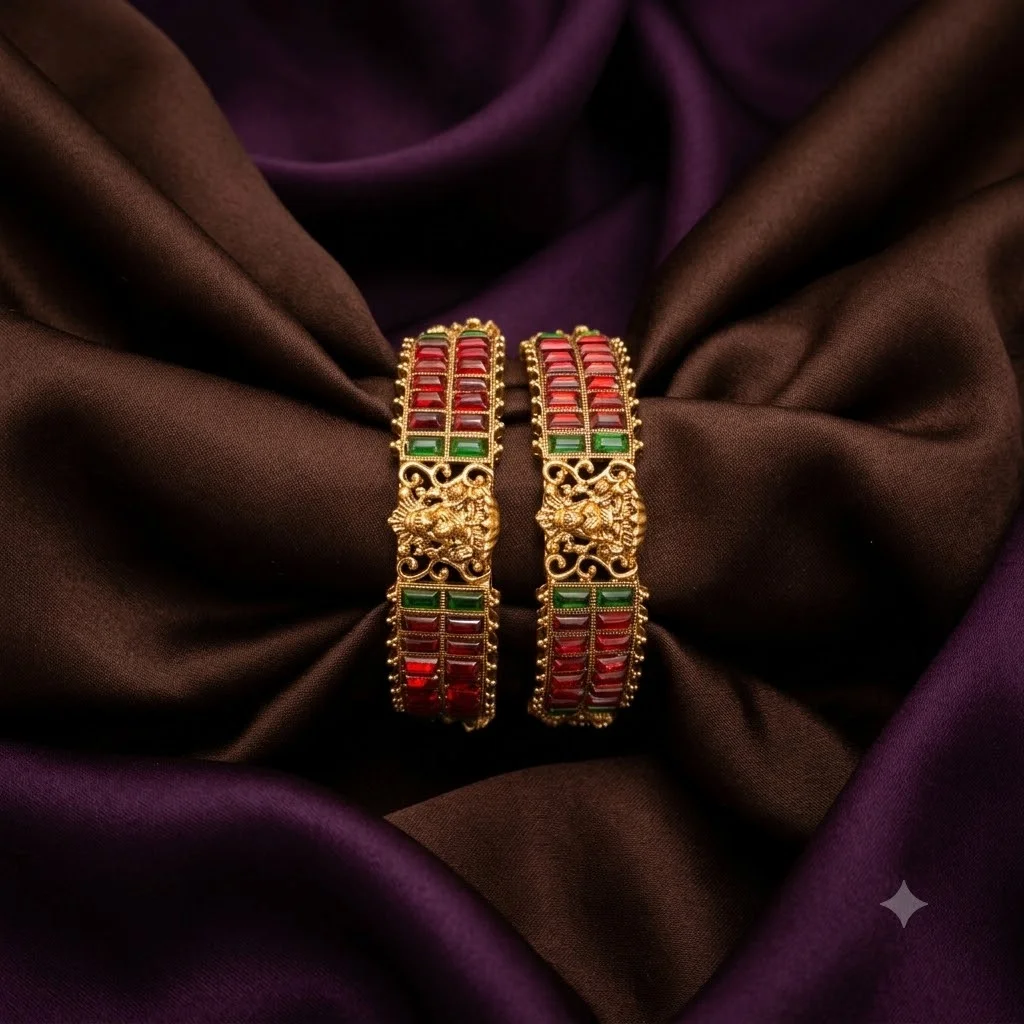 Beautiful Antique Finish Laxmi Bangles-BG0011