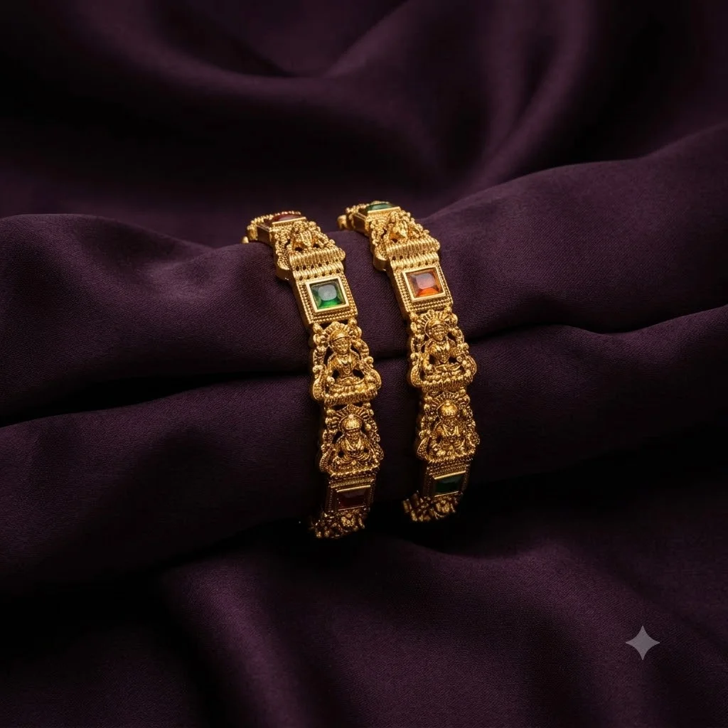 Antique Nakshi Goddess Laxmi Bangles set with Multiple Sizes-BC0012