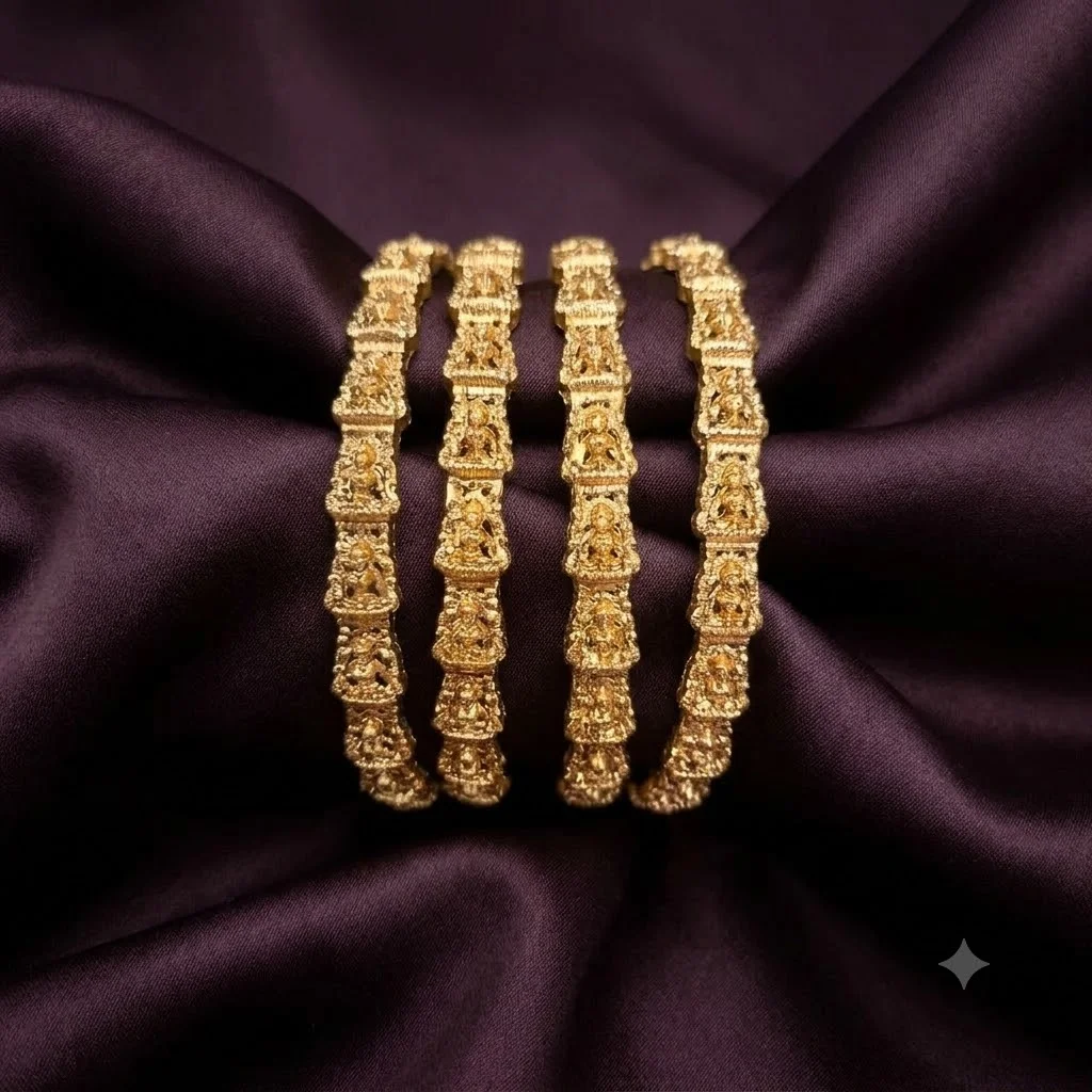 Antique Nakshi 4 Bangles set with Multiple Sizes-BG0014