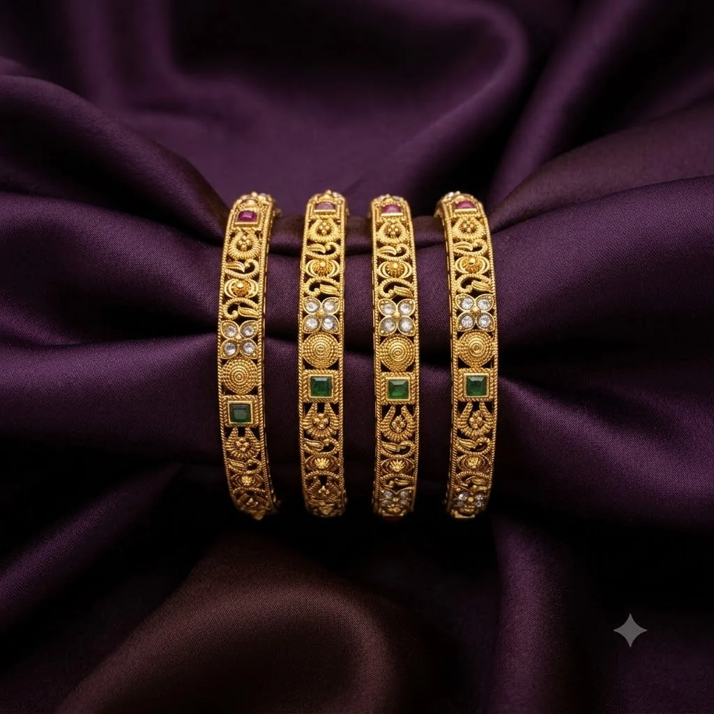 Beautiful 4 Bangles set with Multiple Sizes-BC0015