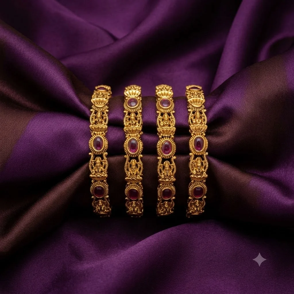 Beautiful Antique Finish Goddess Laxmi Bangles-BG0016