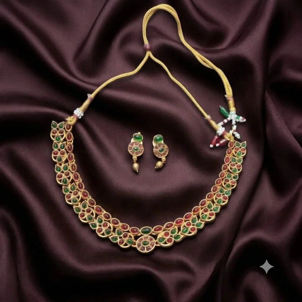 Beautiful Antique Finish Necklace with Earrings-NN0016