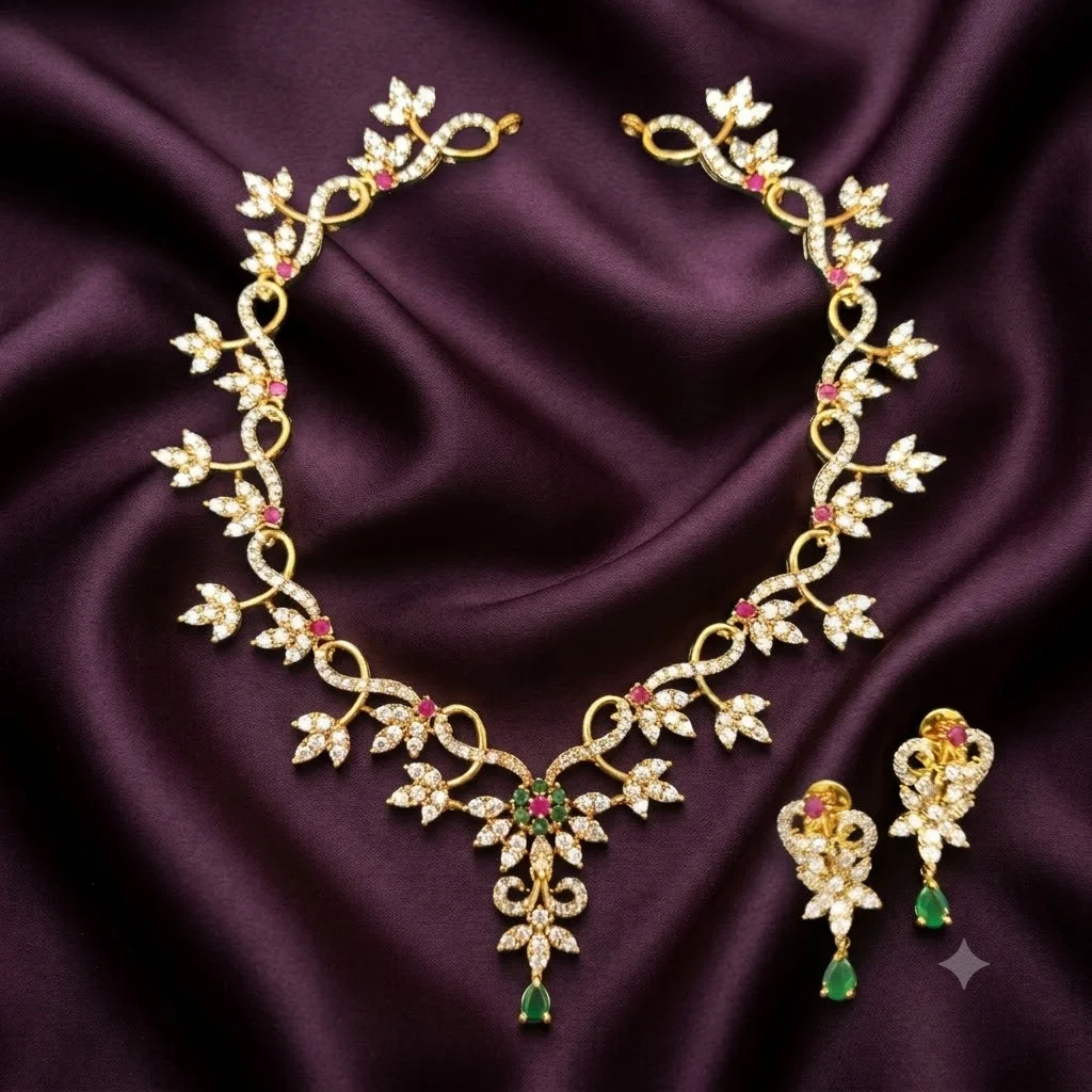 Beautiful  Victorian Short Necklace with Earrings-NN0027