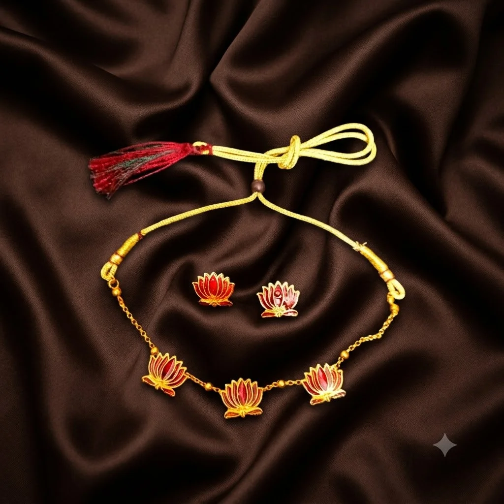 Beautiful Lotus Necklace with Earrings- NN0037