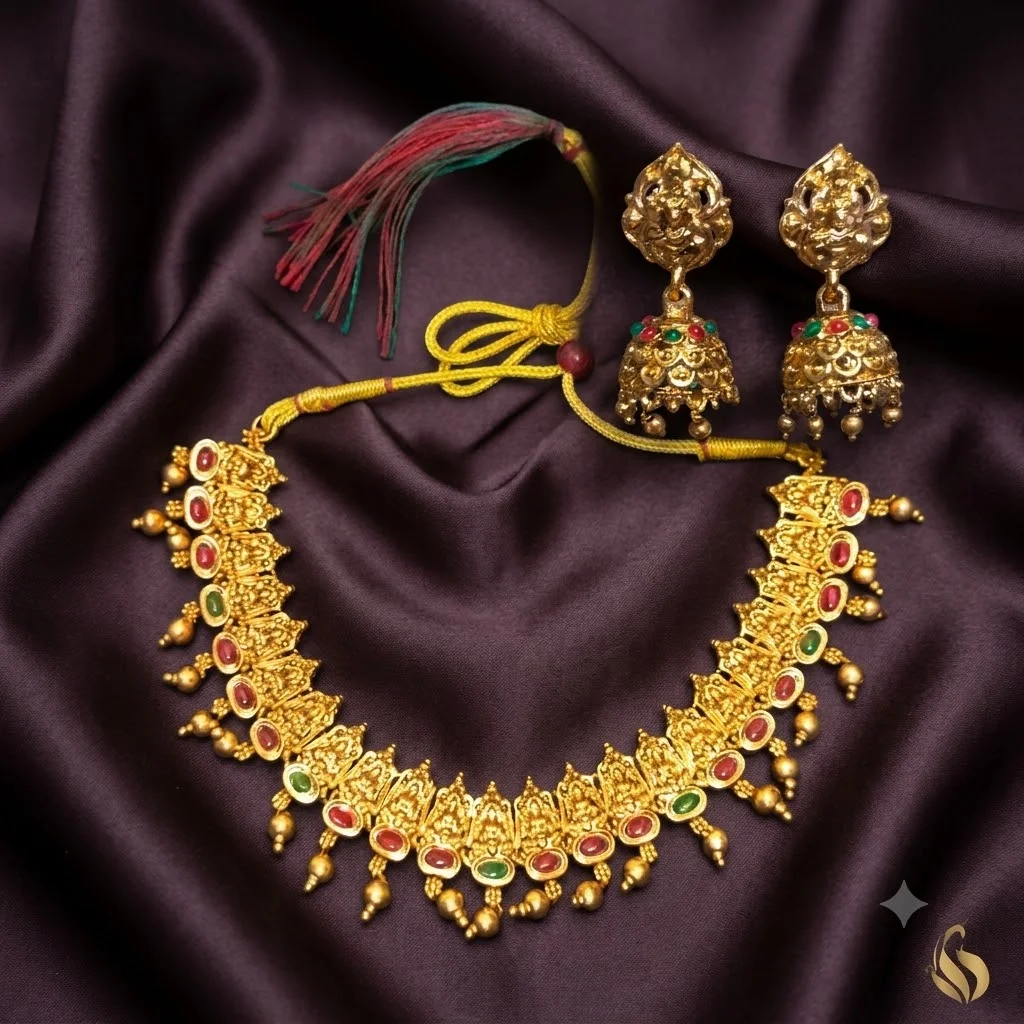 Beautiful Nakshi Necklace with Earrings- NN0038