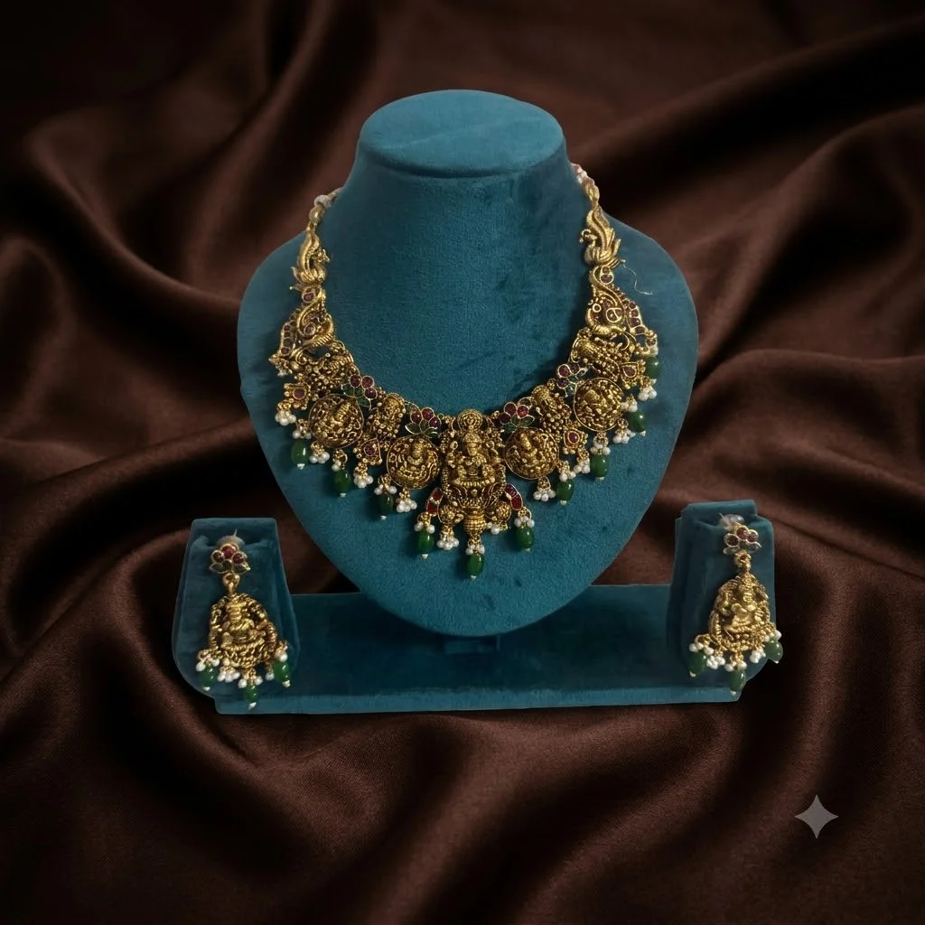 Beautiful Antique Finish Necklace with Earrings-NN0050