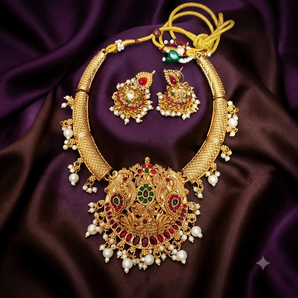 Beautiful Nakshi Necklace with Earrings- NN0054