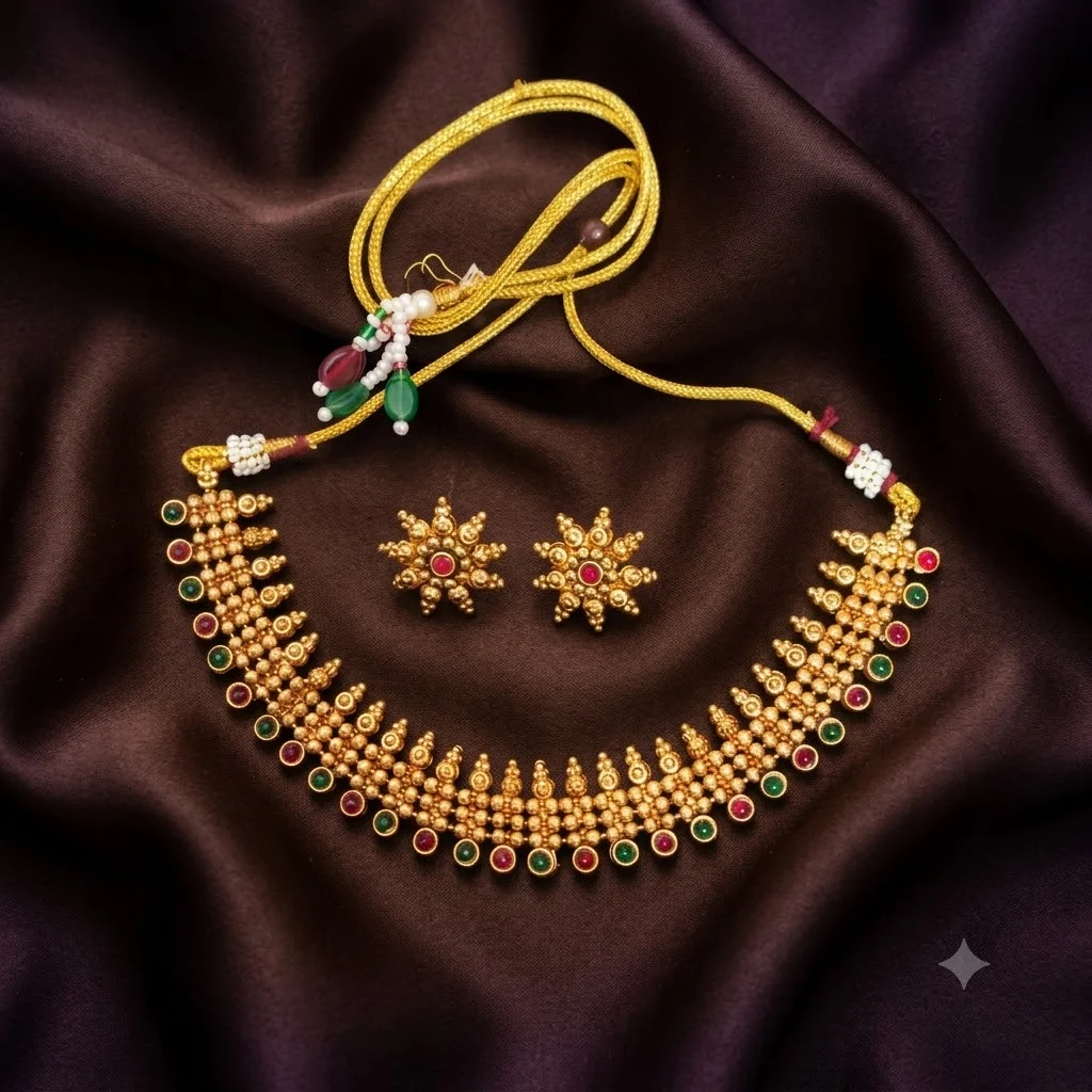 Beautiful Antique Finish Choker with Earrings-CK0005