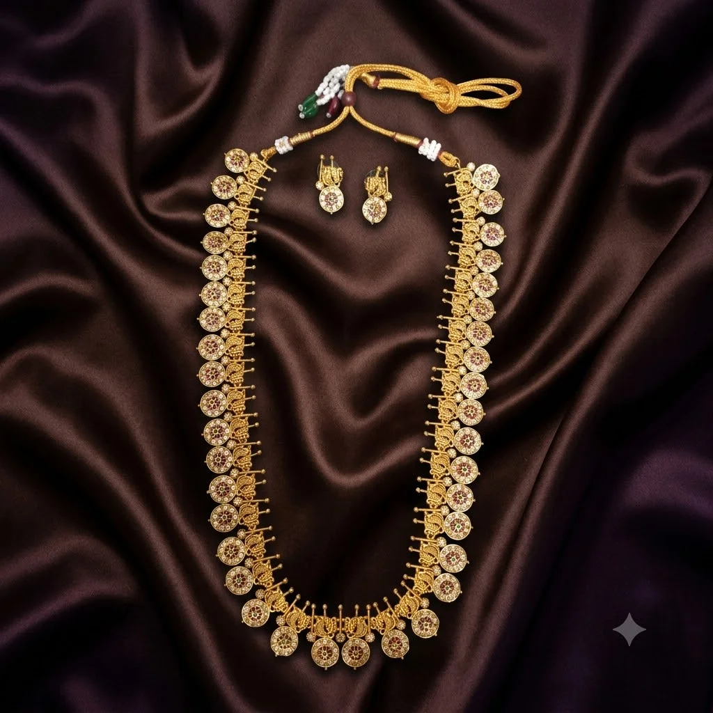 Beautiful Nakshi Bottu Billa Haram with Earrings- NH0053
