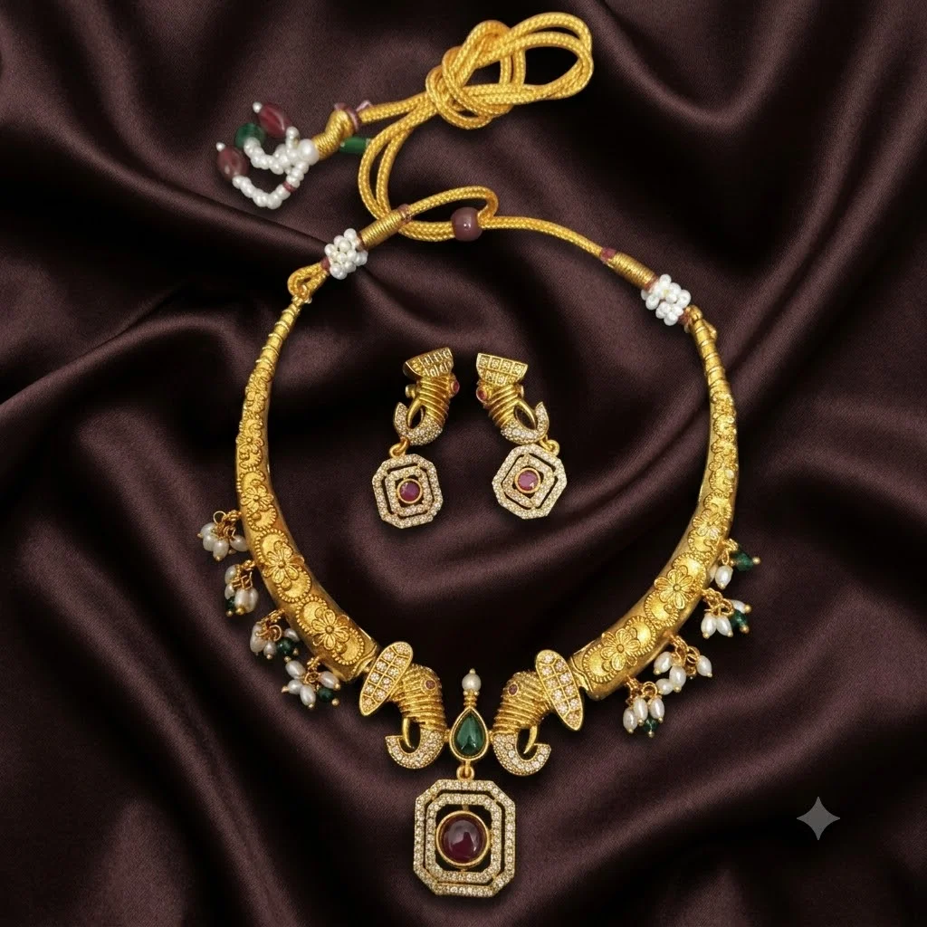 Beautiful Nakshi Necklace with Earrings- NN0061