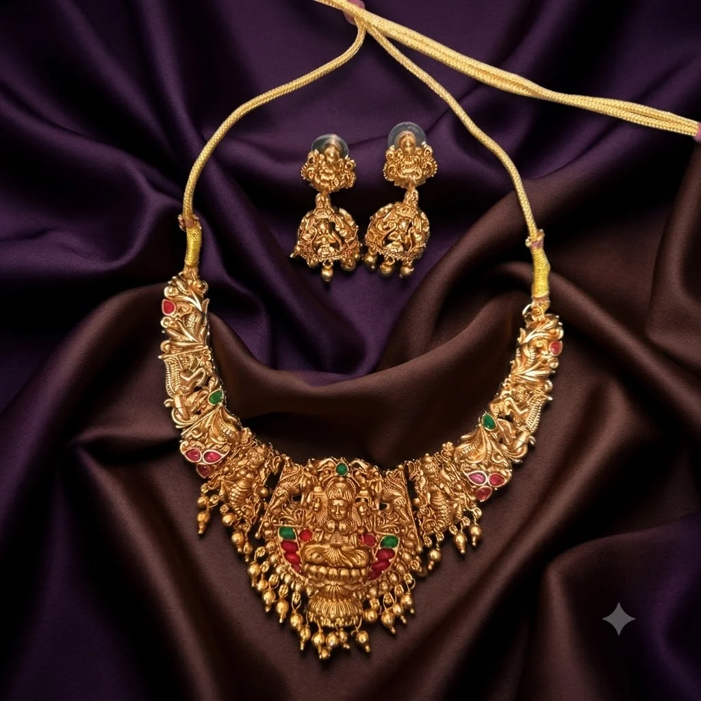 Beautiful Nakshi Necklace with Earrings- NN0063