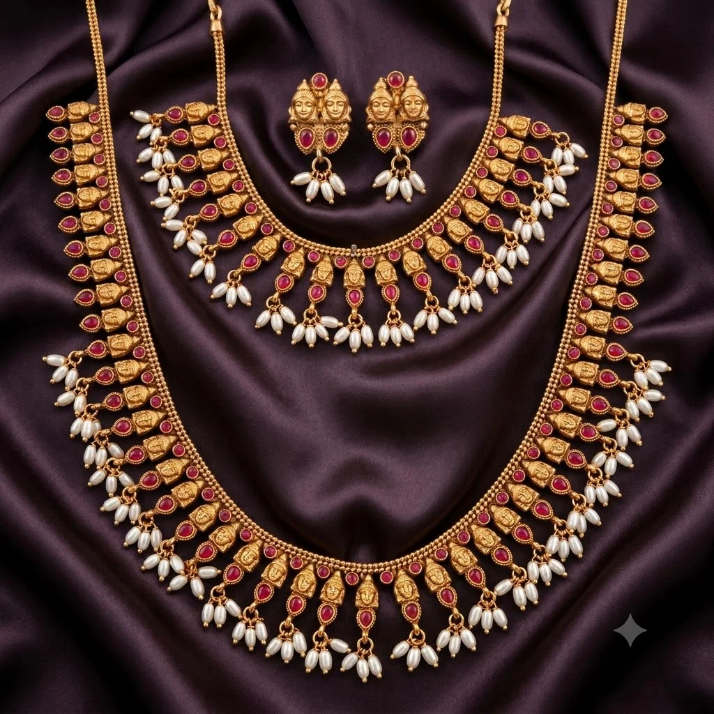 Beautiful Nakshi Long & Short Haram Combo Set with Earrings- BC0006