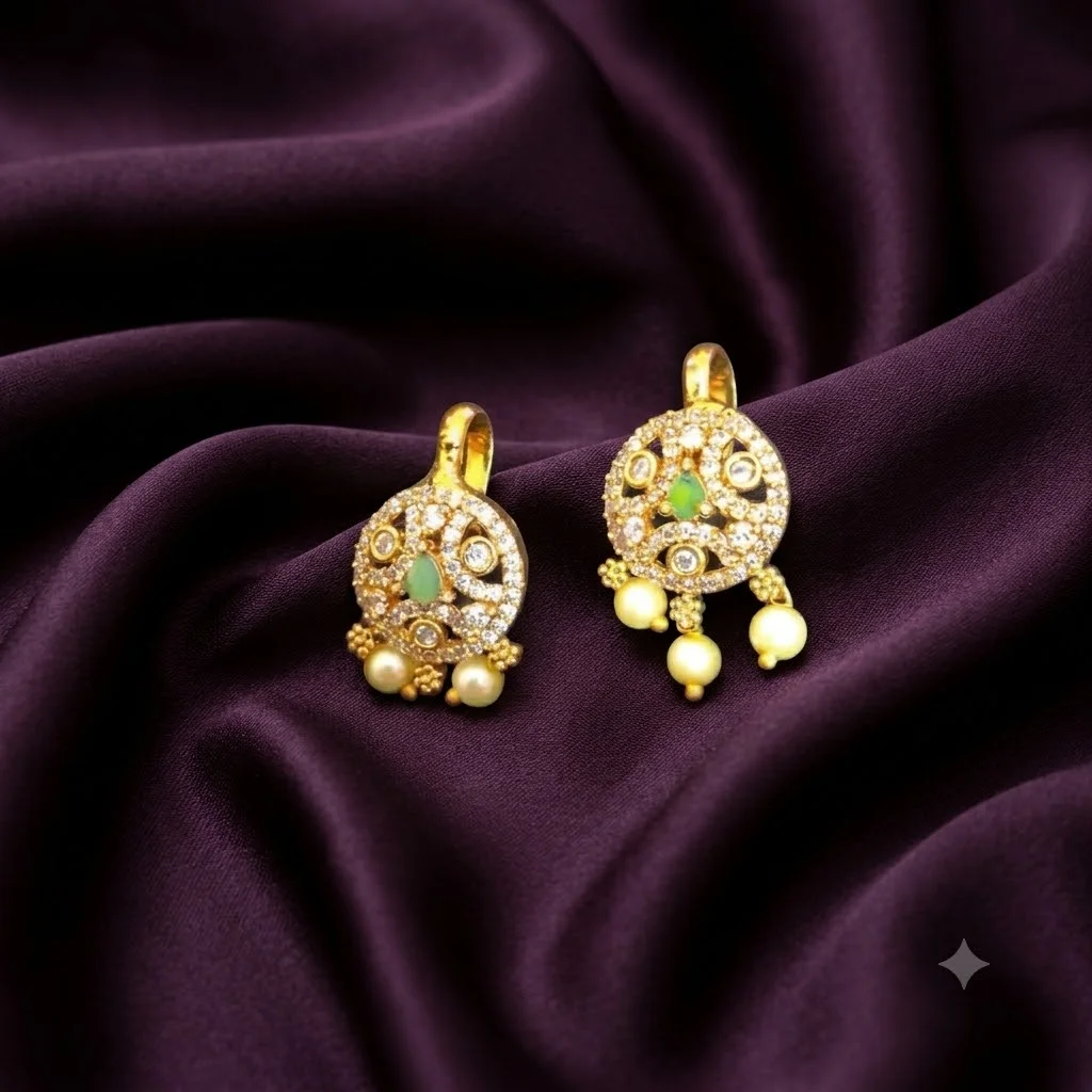 Beautiful White stoned and Pearls Bugadi set- BU0008