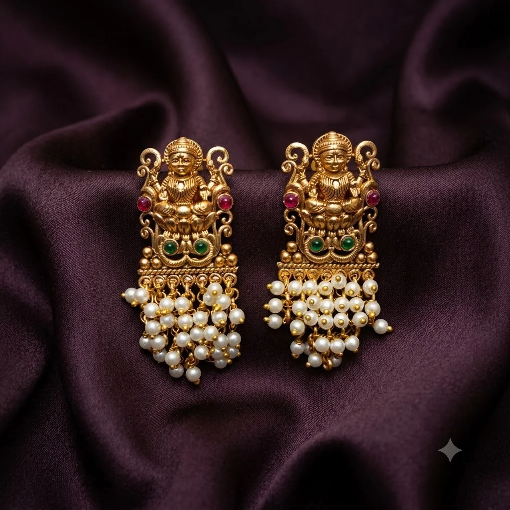 Beautiful Antique Finish Laxmi Earrings-ER0015