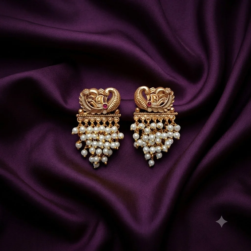 Beautiful Antique Finish Peacock Earrings-ER0016