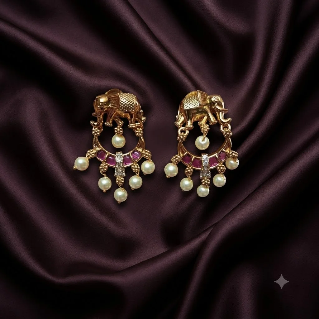 Beautiful Nakshi Elephants Earrings- ER0018