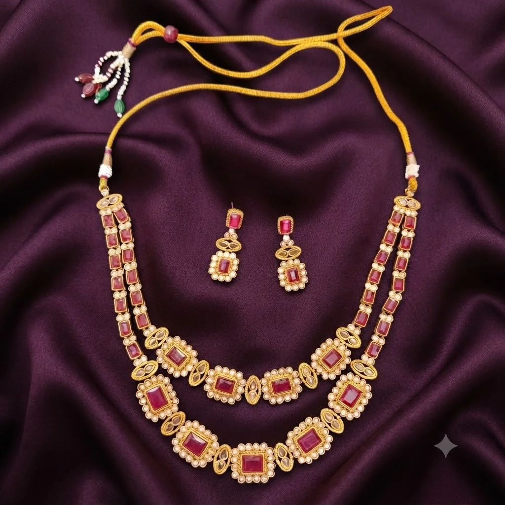 Beautiful Antique Finish Double Necklace-NN0064
