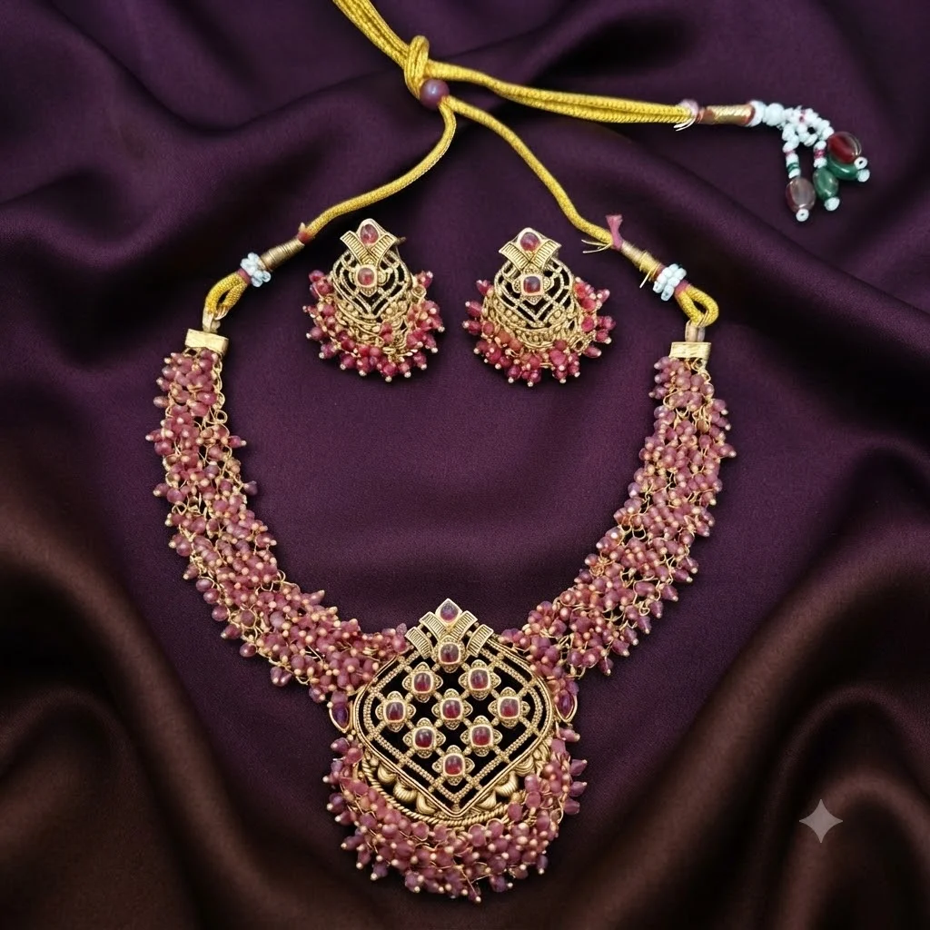 Beautiful Pearls Necklace with Earrings- NN0065