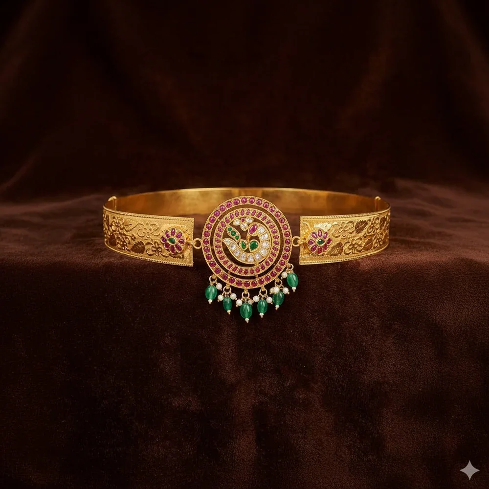 Kempu Peacock Nakshi Waist Belt - SWB0027