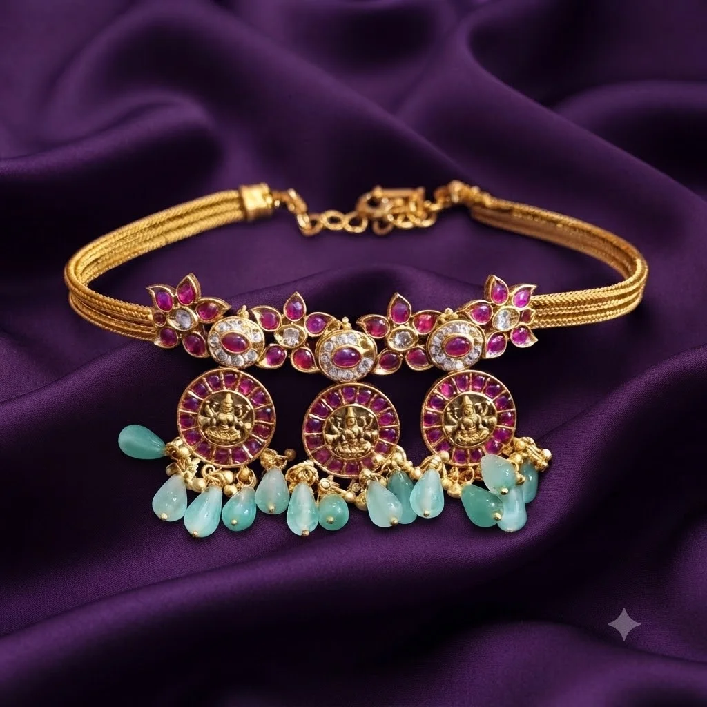 Beautiful Antique Finish Laxmi Bottu Billa Necklace-NN00107