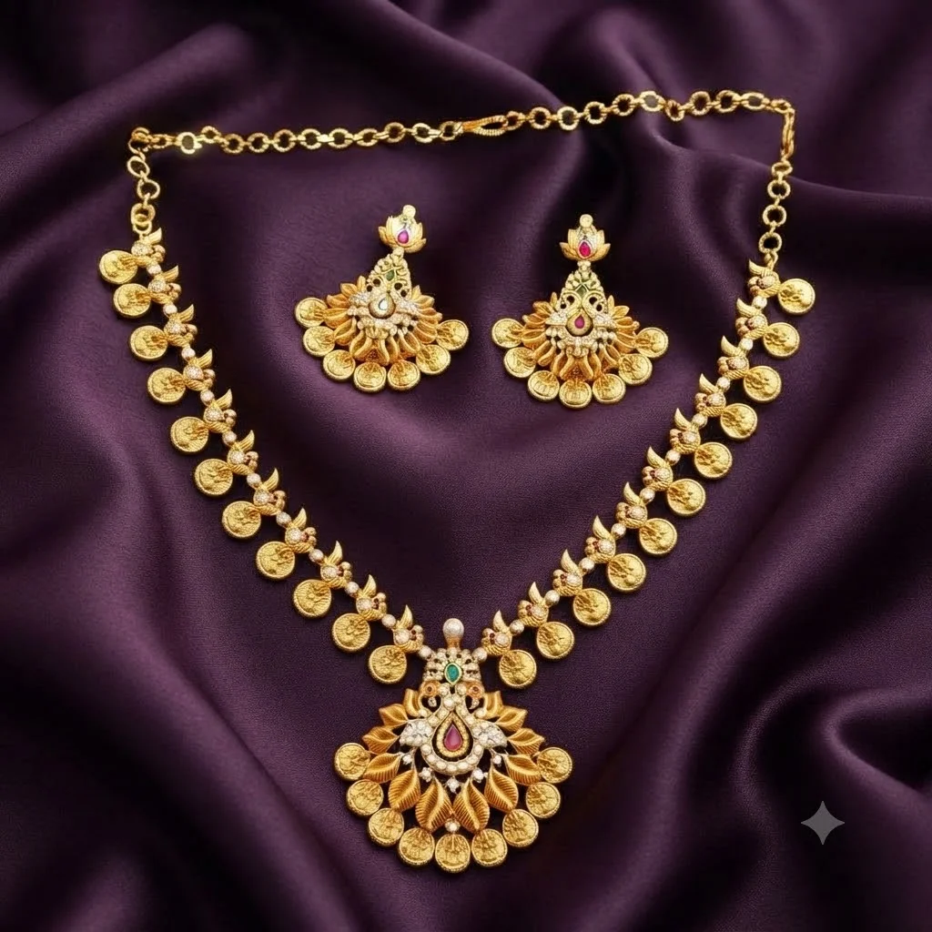 Beautiful Antique Finish Necklace with Earrings-NN00109