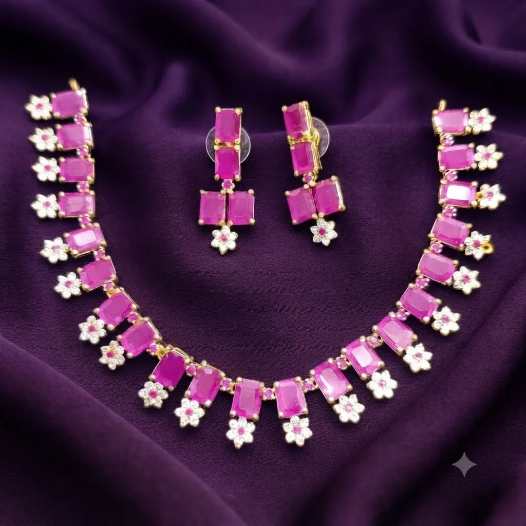 Beautiful CZ Necklace Premium Quality with Earrings-NN00110