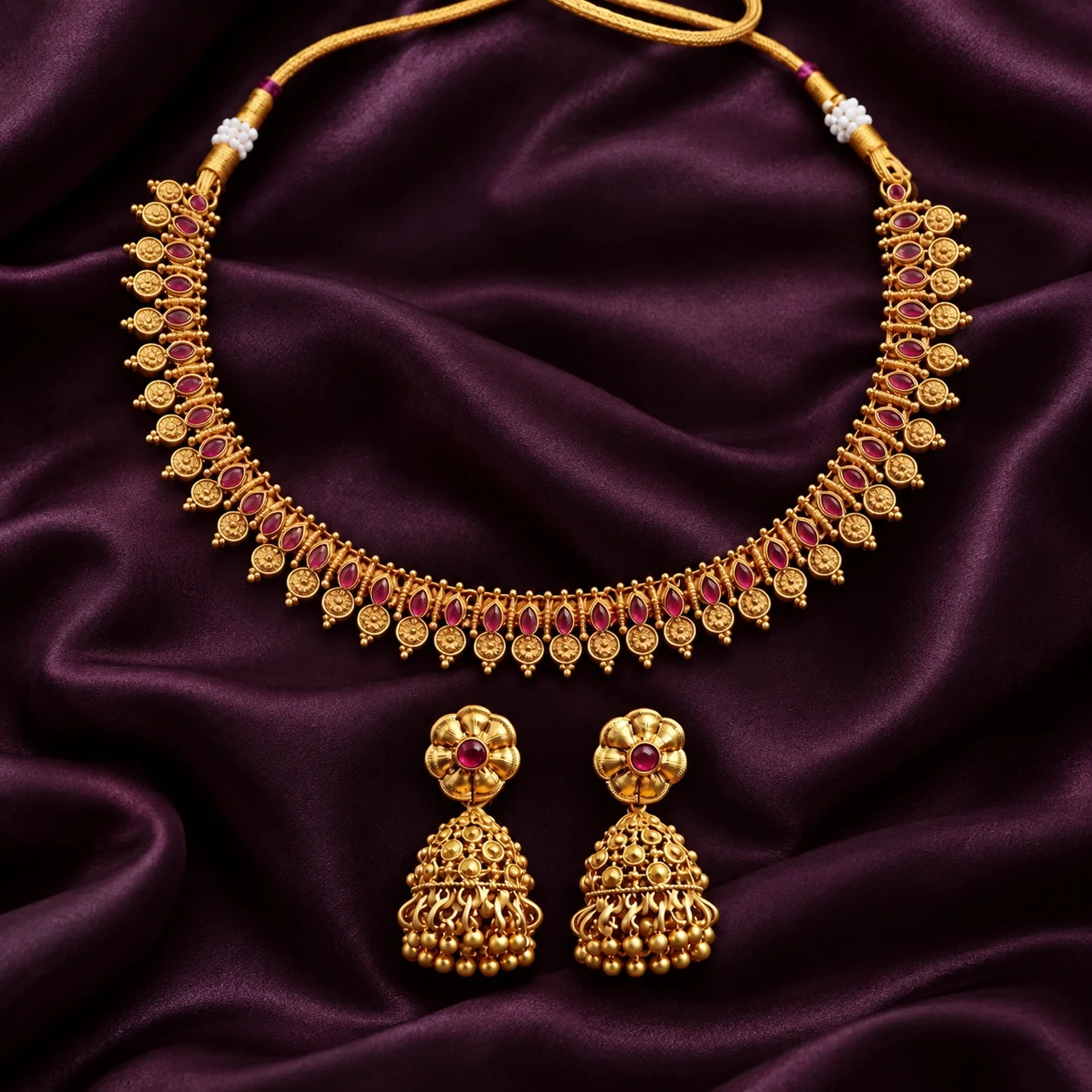 Beautiful Nakshi Necklace with Earrings- NN0072-P