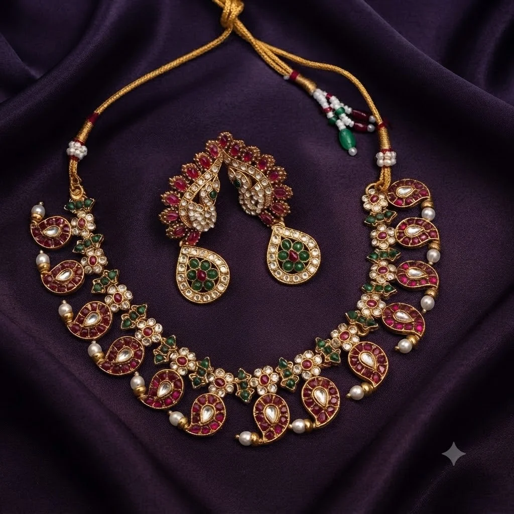 CZ Stone Traditional Mango Necklace - SNN0037