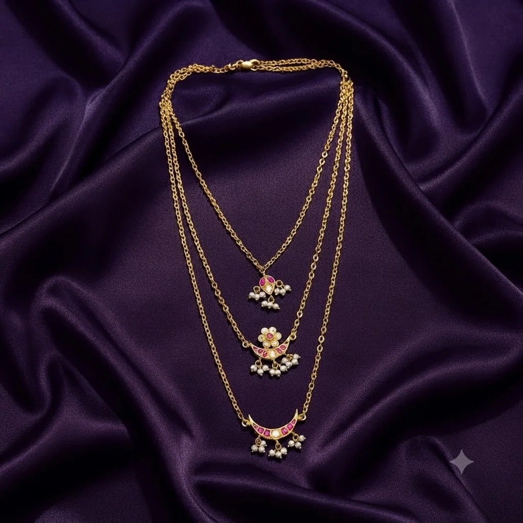 Layer Step Haram With Jadau Pendant - SKN00671