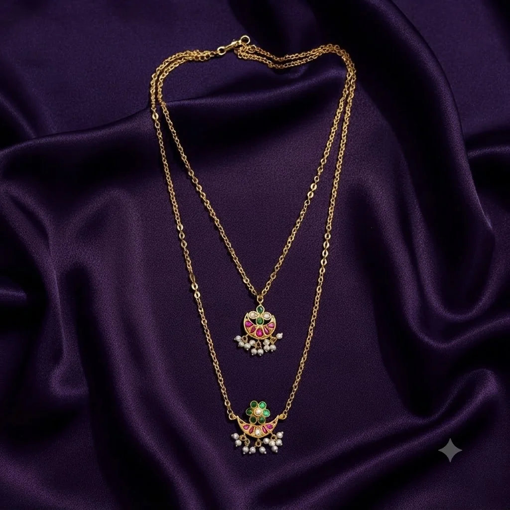 Layer Step Haram With Jadau Pendant - SKN00671-M