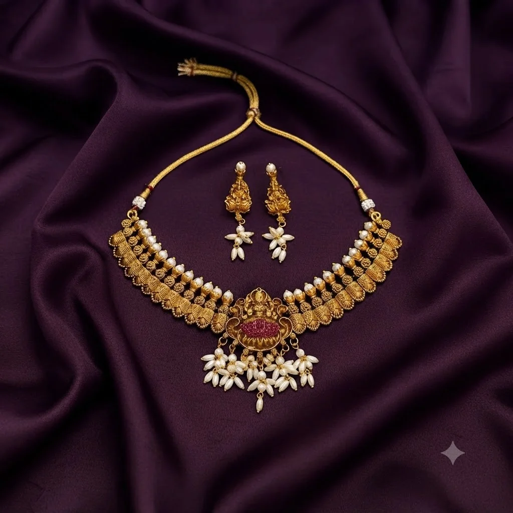 Small Nakshi necklace With Lakshmi Pendant - SNN00929