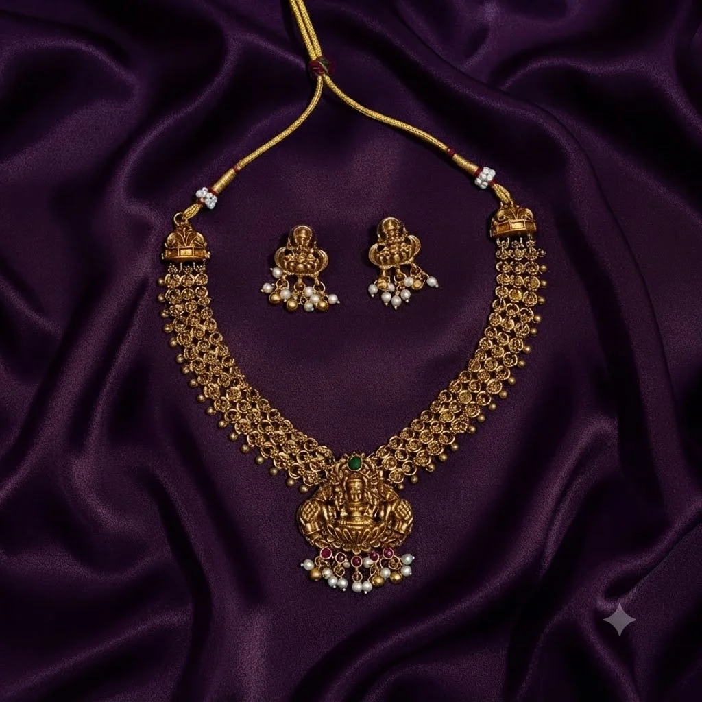 Antique Neckalce with Lakshmi Pendant - SNN0009