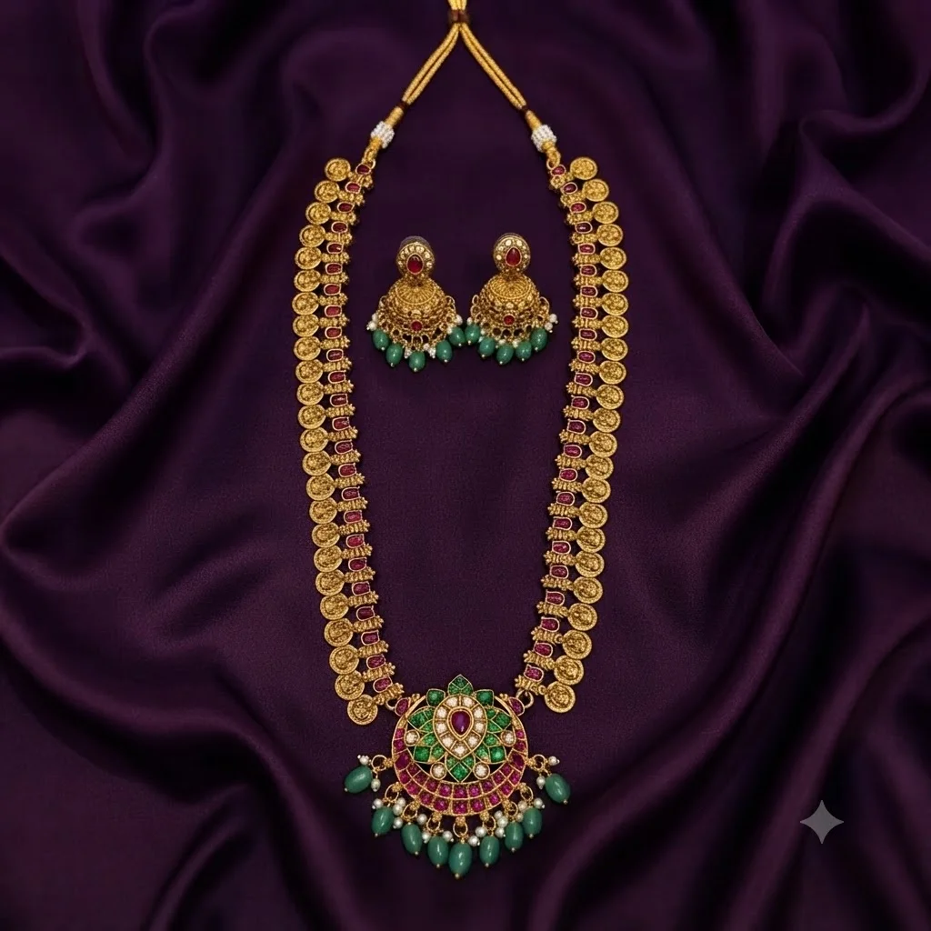 Kaasu Haram With Chandbali Pendant - SNH00463