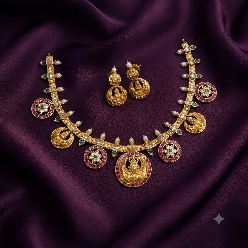 Small Cute Nakshi Kempu Bottu Mala in Nakshi - SNN00153