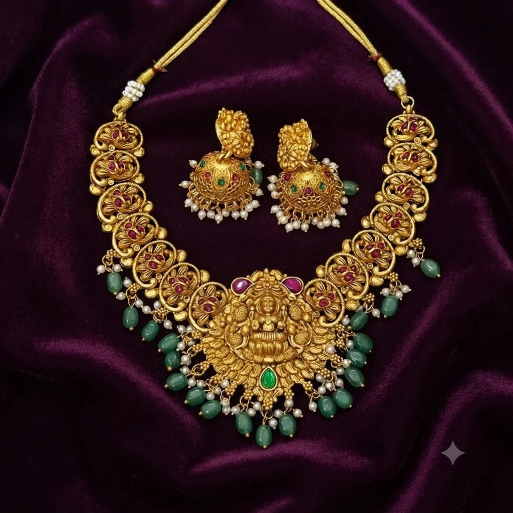 Nakshi Lakshmi Neckalce With Jhumki - SNN00915