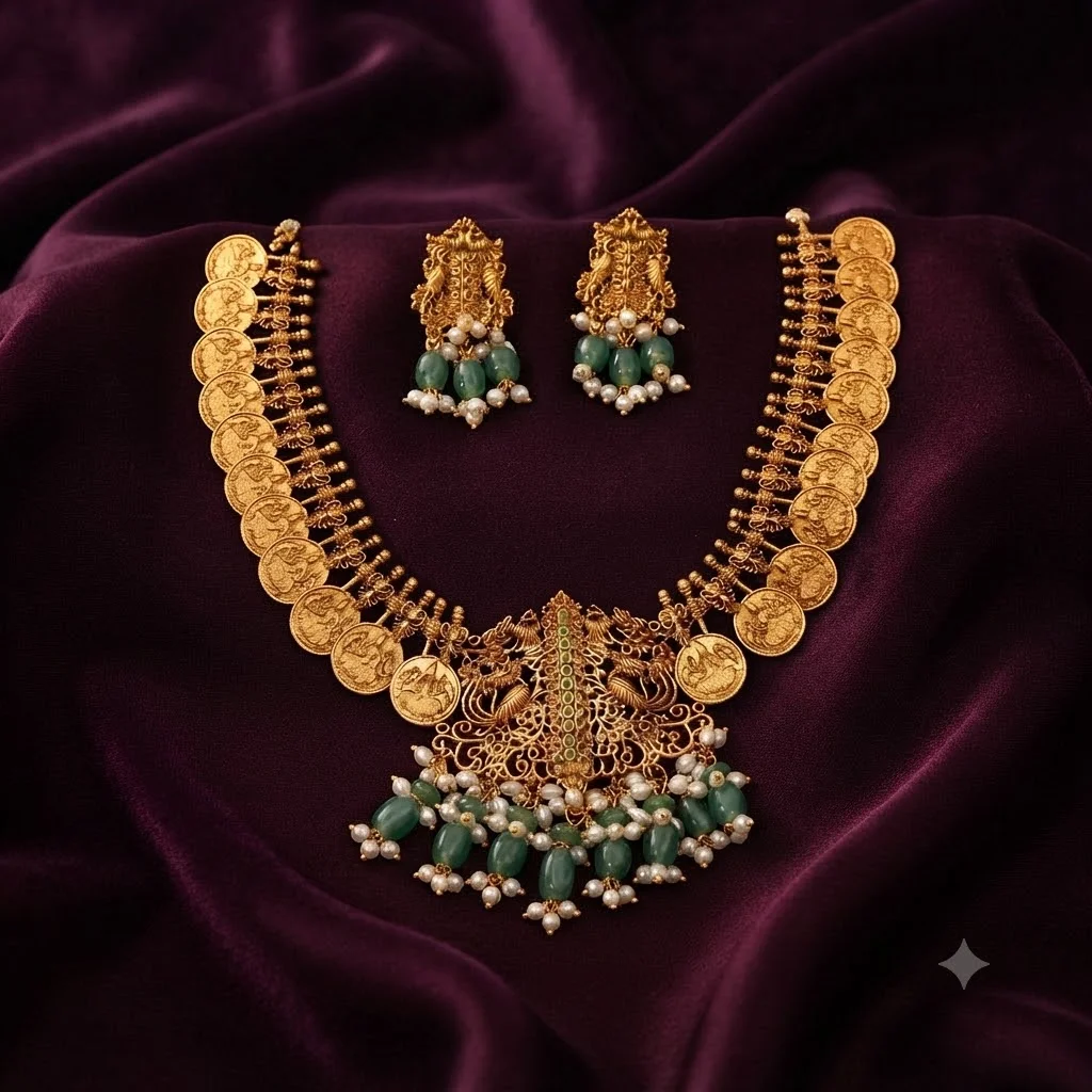 Nakshi Silver Replica Set With Earrings - SNN00848
