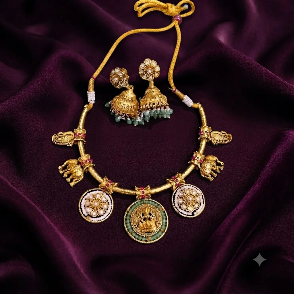 Lakshmi Kante Set With Jhumkis - SNN00213